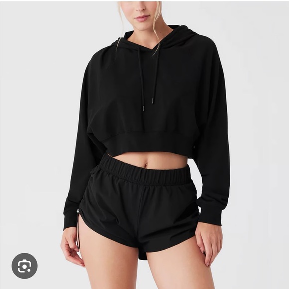 ALO Yoga Sweaters - LIKE NEW ALO Cropped Double Take Hoodie, Black, size XS
